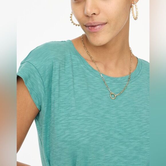 J Crew Factory NWT Knit Tie Waist Mini Dress Size Medium in Frosty Mineral - Picture 2 of 11